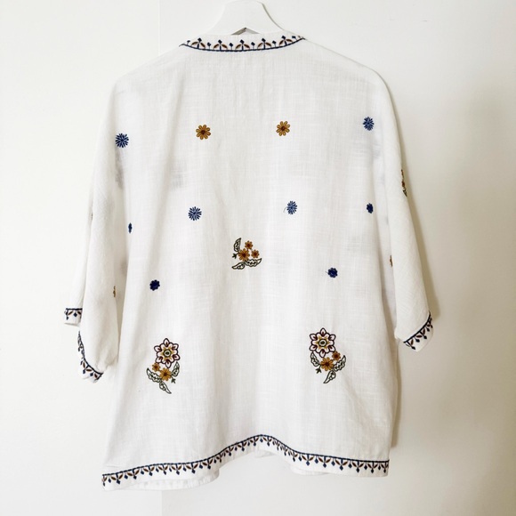 Zara Womens Floral Embroidered Kimono Top 2025 Boho Retro Collection - Picture 8 of 10